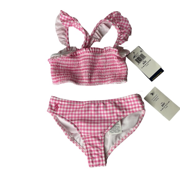 Polo Ralph Lauren Toddler Girls Gingham Swimsuit Size 3T Pink - Picture 1 of 4